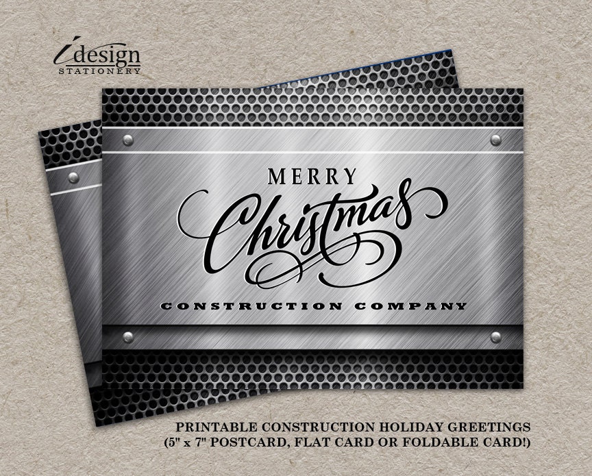 Construction Business Christmas Cards With Logo Personalized