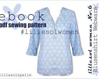 Ebook pdf sewing pattern lillesol women No.5 Blouse style Shirt COTTON / Woman / Instant Download / photo instruction