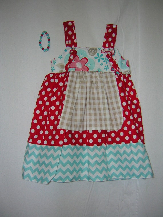 Knotted apron dress polka dot print
