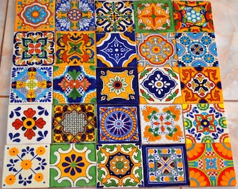 48 Mexican Talavera Tile 4x4 by MexicanTalavera on Etsy