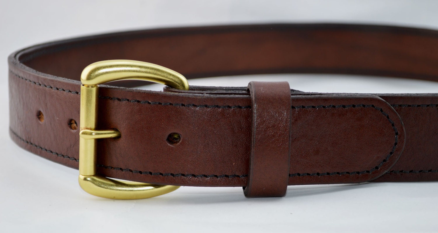 Men's Heavy Duty Leather Work Belt. 1-1/2 Inch Wide.
