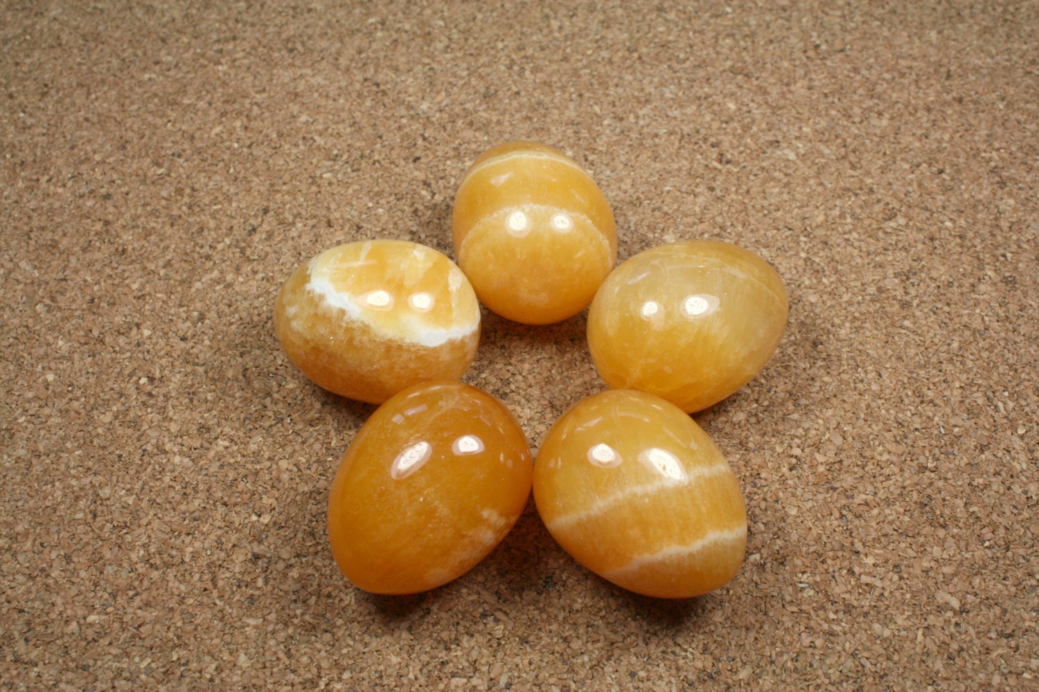 GEMSTONE EGG Calcite Natural Stone Egg Orange and by ABOSBeads