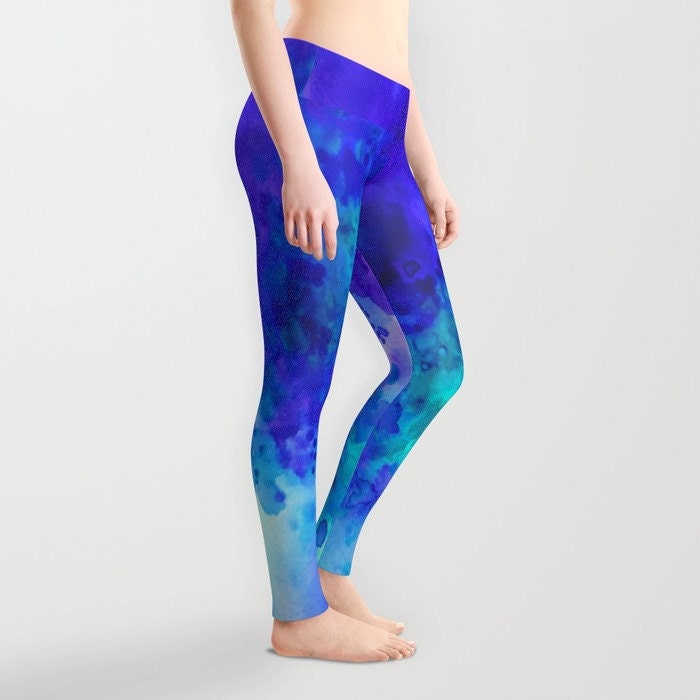 Watercolor Yoga Pants Colorful Abstract Art Leggings.