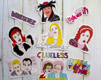Clueless Sticker Pack / 90s Gift Women's Birthday Christmas Funny Illustration Hand Drawn Quotes Girly Nineties