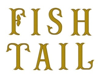 Large Fish Tail Monogram Embroidery Font Upper Case Satin Stitch Digitized -Instant Download-4,5,6 inch