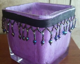 Purple tea light holder
