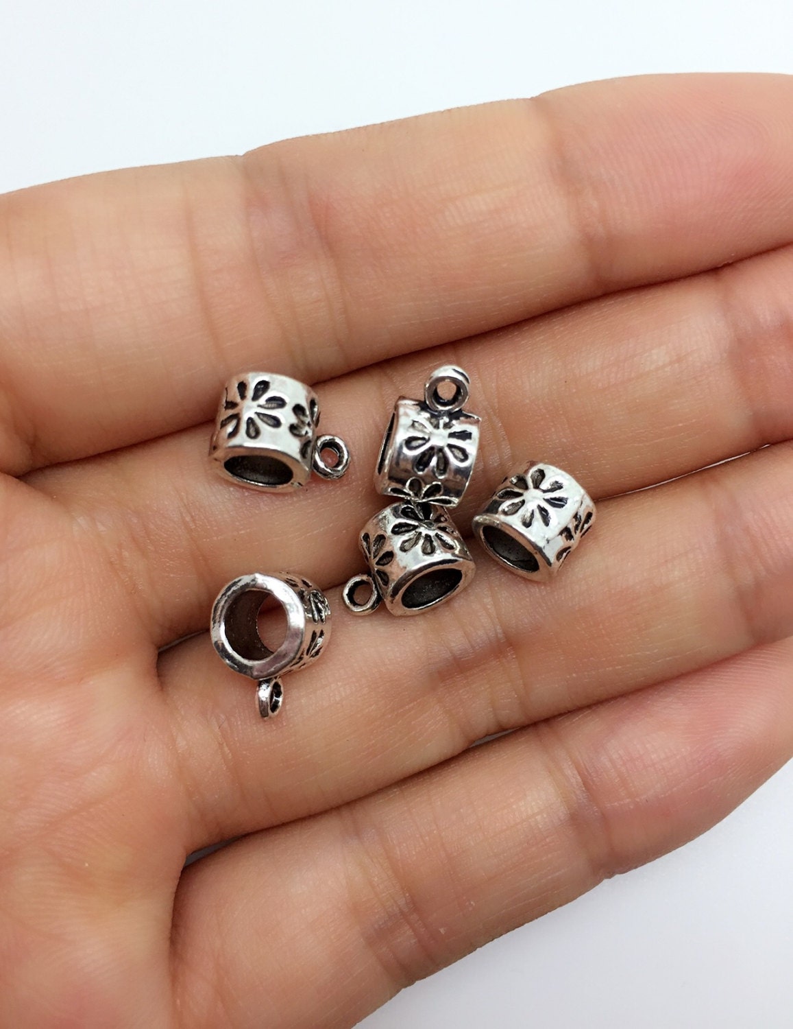 30 pcs Antique Silver Bail bead Tibetan bail beads Metal