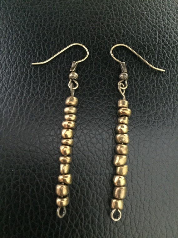 Bronze long earrings by RustikaInc on Etsy