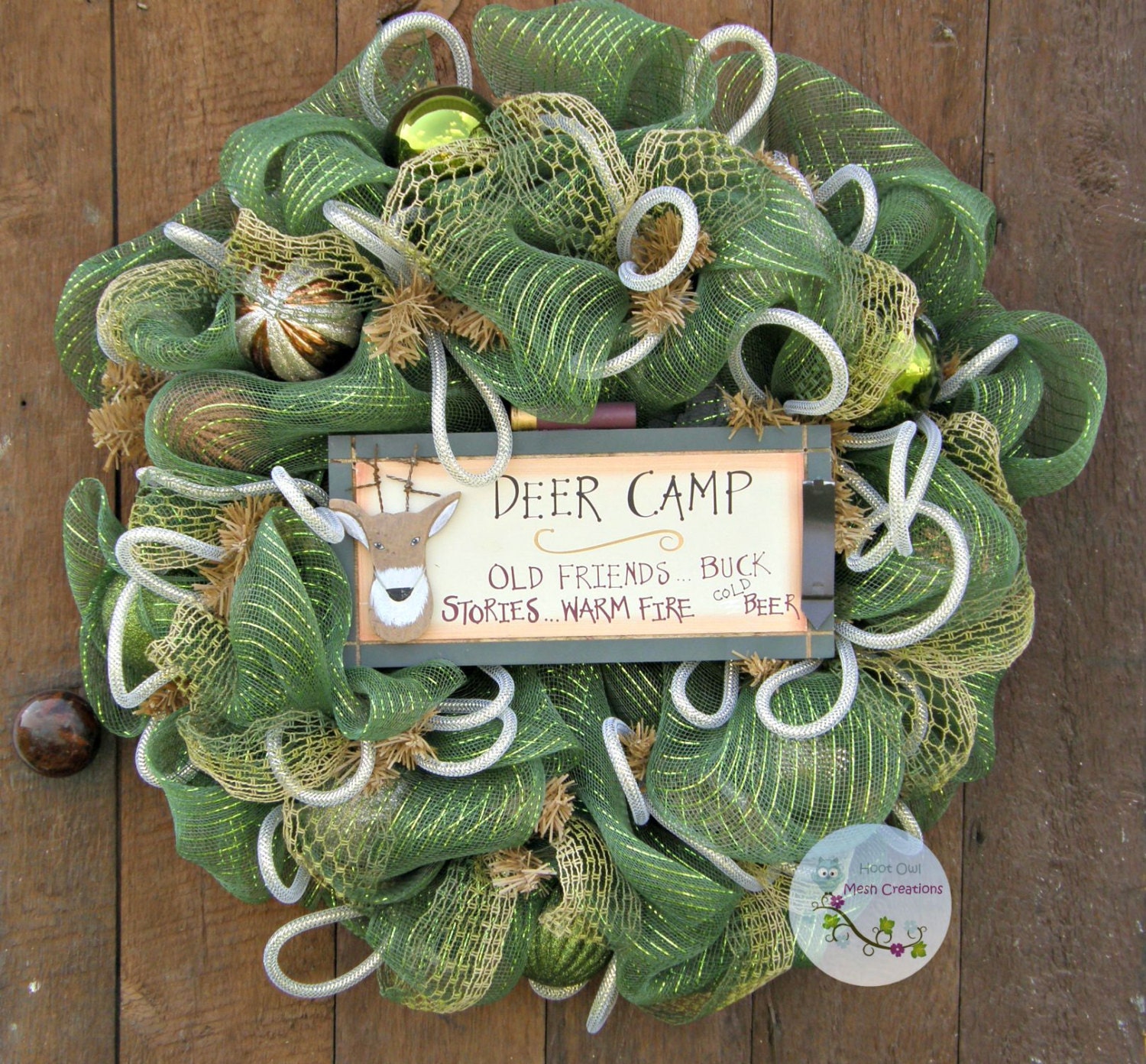 Hunting Wreath Deco Mesh Deer Wreath by HootOwlMeshCreations