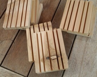24 Handcrafted wood soap dishes - Rustic all natural rough cut cedar soap deck