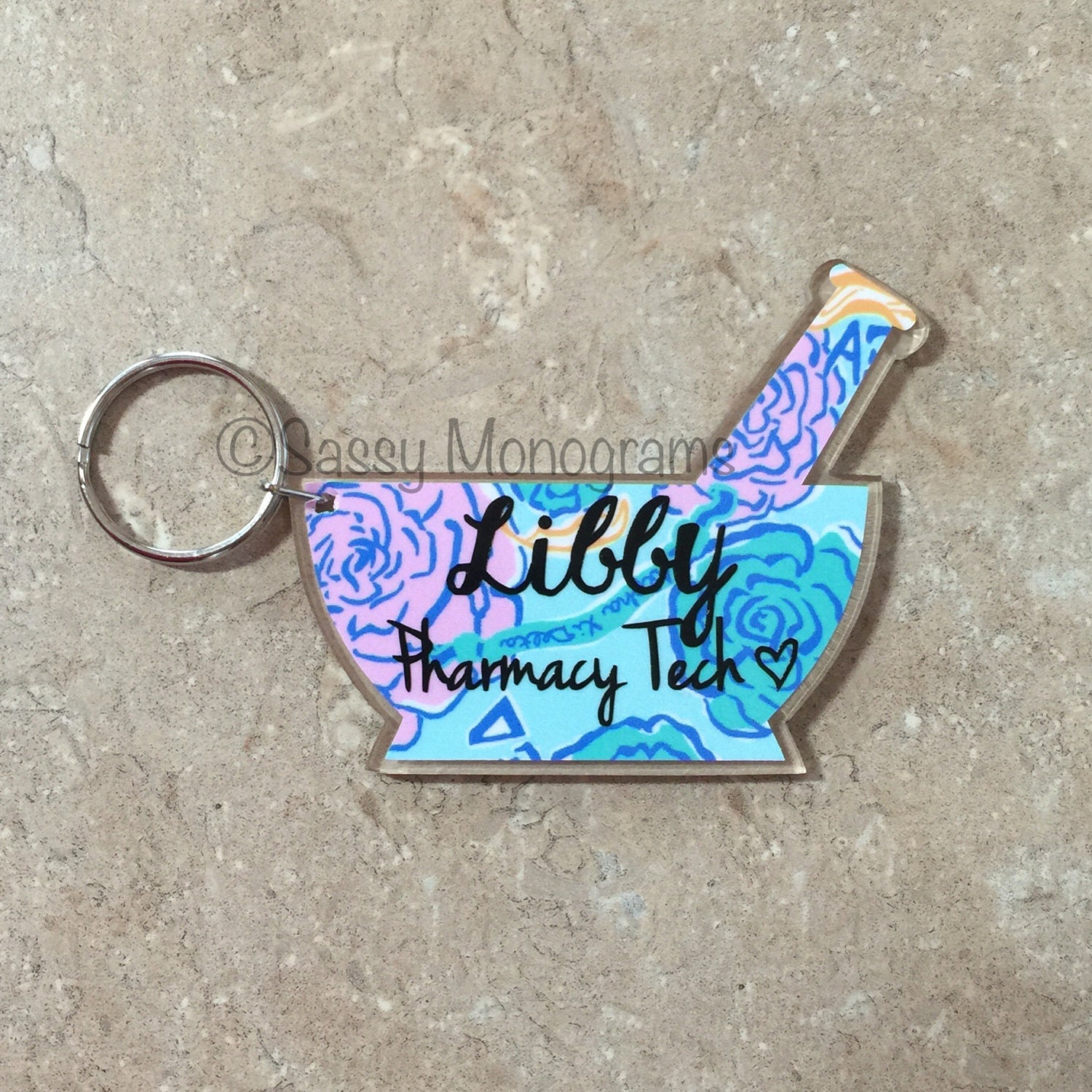 Pharmacy Mortar and Pestle Personalized Monogram Acrylic