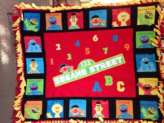 sesame street characters fleece throw blanket