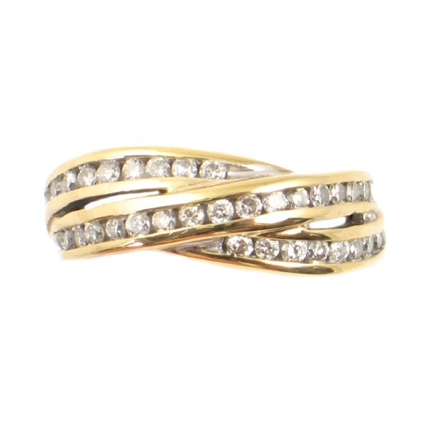 10K Gold & Diamond Crossover Ring Vintage 1/2 ctw. Diamond