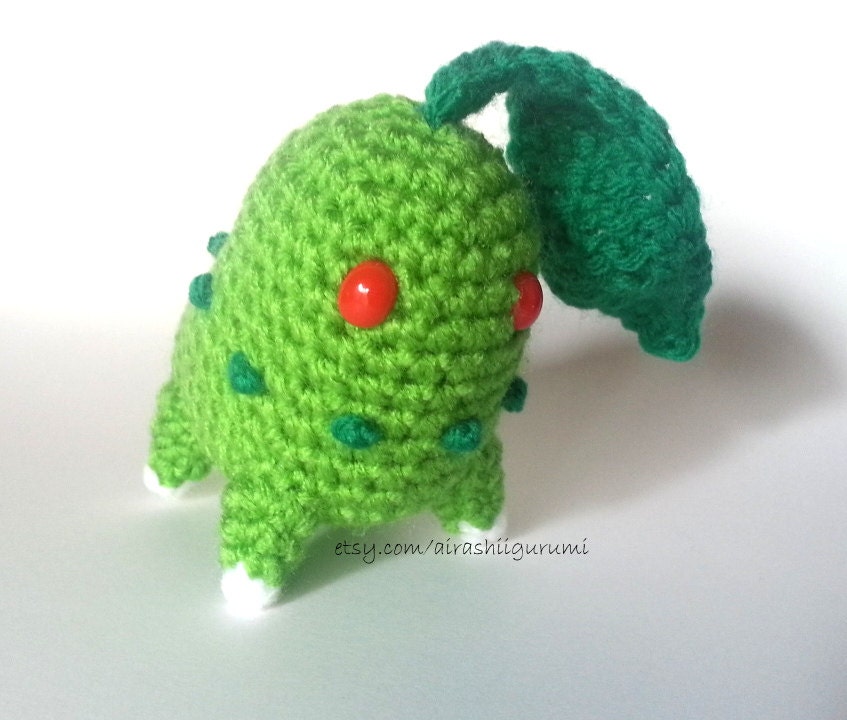 Chibi Chikorita Crochet Amigurumi Chikorita by AirashiiGurumi