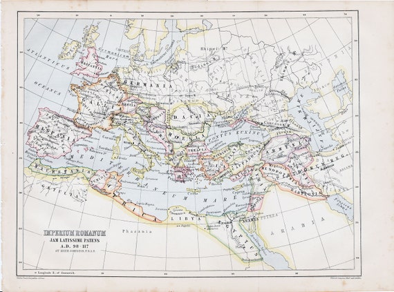 1881 Imperium Romanum vintage map original historic map