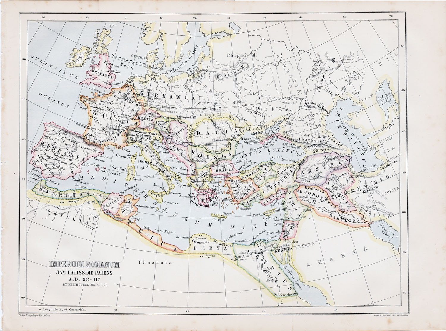 1881 Imperium Romanum vintage map original historic map