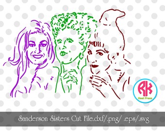 Sanderson Sisters Cut File Set .png, .dxf, .svg, .eps