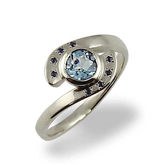 Infinity Engagement Ring, Stone Engagement Ring, White Gold, Aquamarine ...
