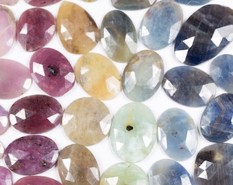 Rainbow Sapphire Slice Multi Color Rose Cut Cabachon Slice Loose Gemstones - Random 5 Carat Scoop - raw sapphire