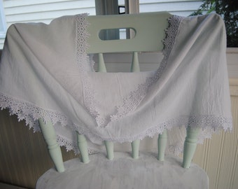 Cotton Gauze Infinity Scarf with lace trim