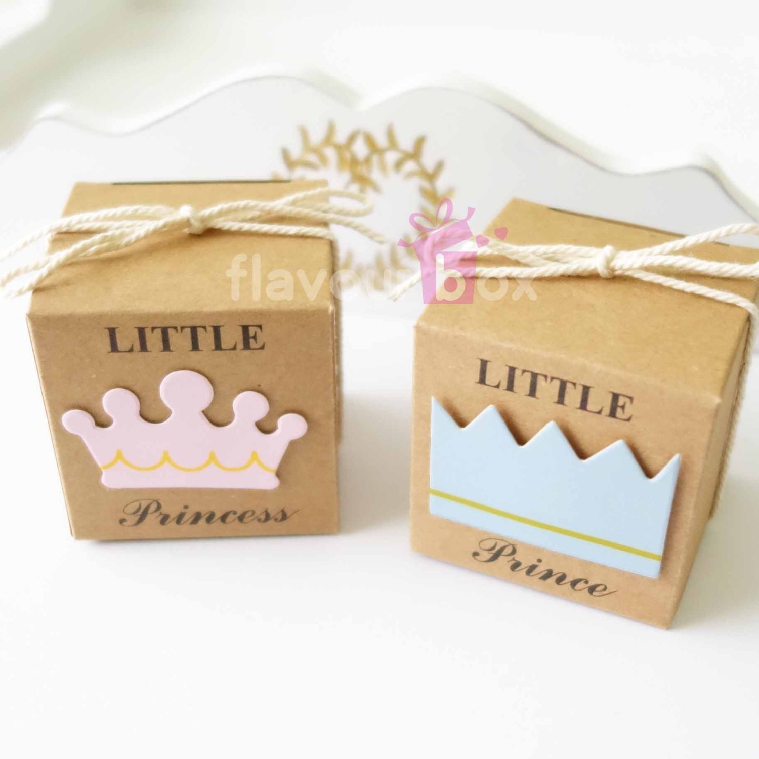 20x Little Prince Princess Favour Boxes 5 cm 2