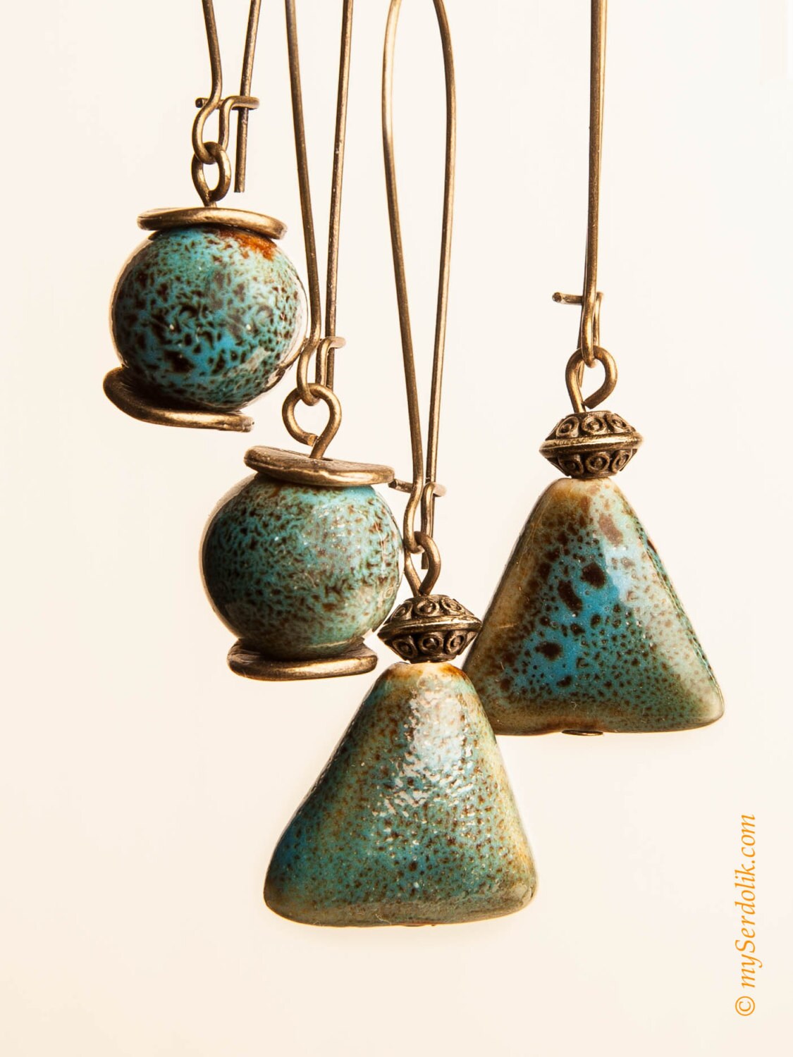 Ceramic Boho Earring Mottled Earthy Earrings Rustic
