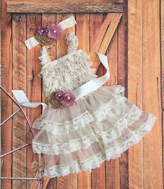 Fleur fille robe mariage champêtre robe en dentelle crème