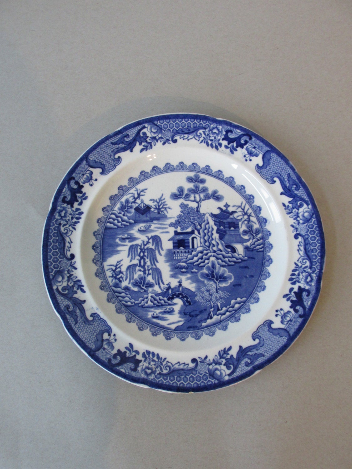 Antique Masons Ironstone Plate Willow Blue