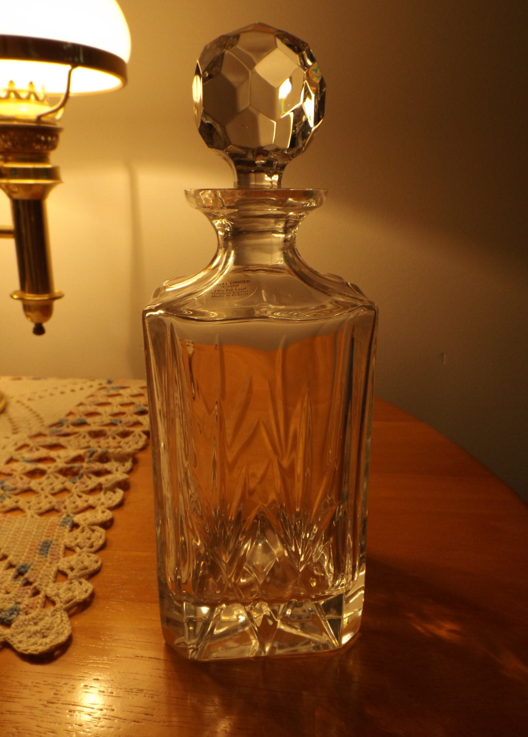 Vintage Hand Cut Lead Crystal Decanter by Royal Limited