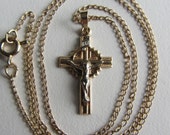 14k Yellow Gold Cross on a 10k Yellow Gold Chain Necklace 16.5"