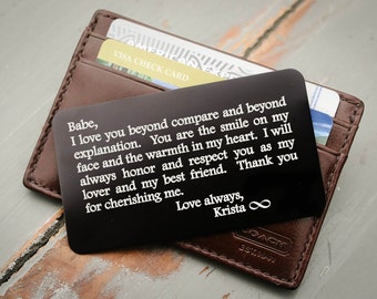 Personalized Wallet Card Metal Wallet Insert Love Note