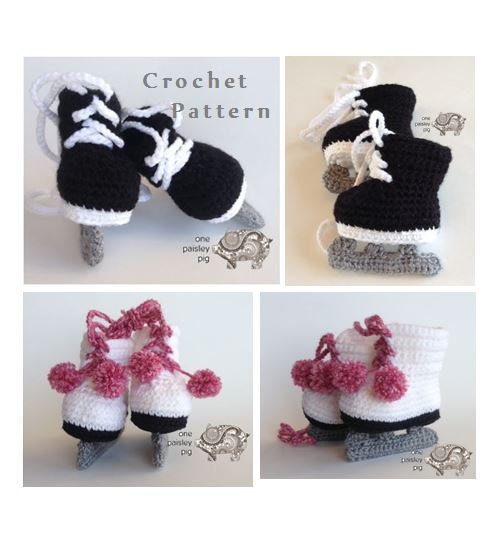 Baby Ice Skates Crochet Pattern Hockey & Figure Skates Baby