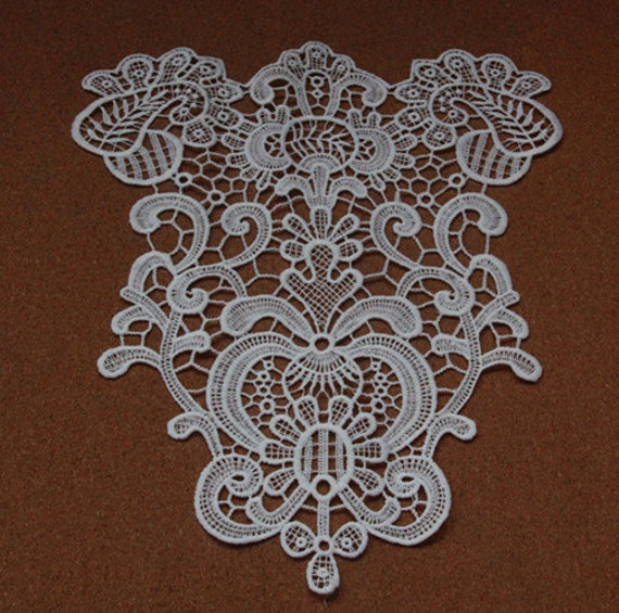 Wedding Lace Applique Hollowed Lace Applique Bridal by LaceNTrim