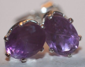 Handmade Deep Purple Amethyst Earrings in Sterling Silver