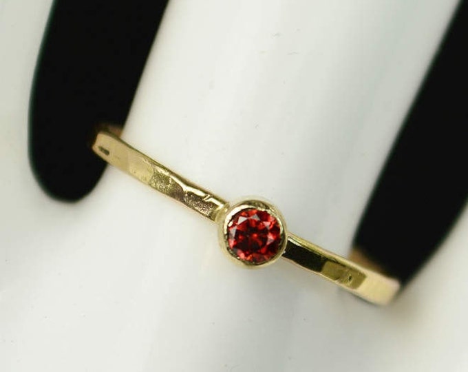 Classic 14k Gold Filled Garnet Ring, Gold Solitaire, Solitaire Ring, 14k Gold Filled, January Birthstone, Mothers Ring, Gold Band, Yellow
