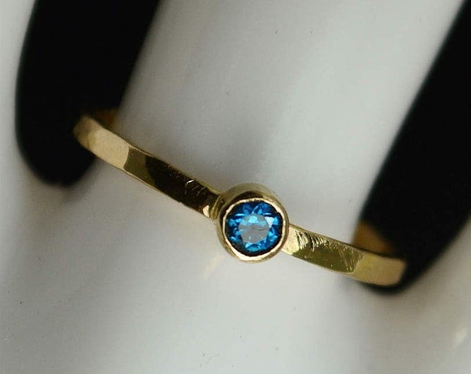 Classic 14k Gold Filled Blue Zircon Ring, Gold solitaire, solitaire ring, 14k gold filled, December Birthstone, Mothers Ring, gold band