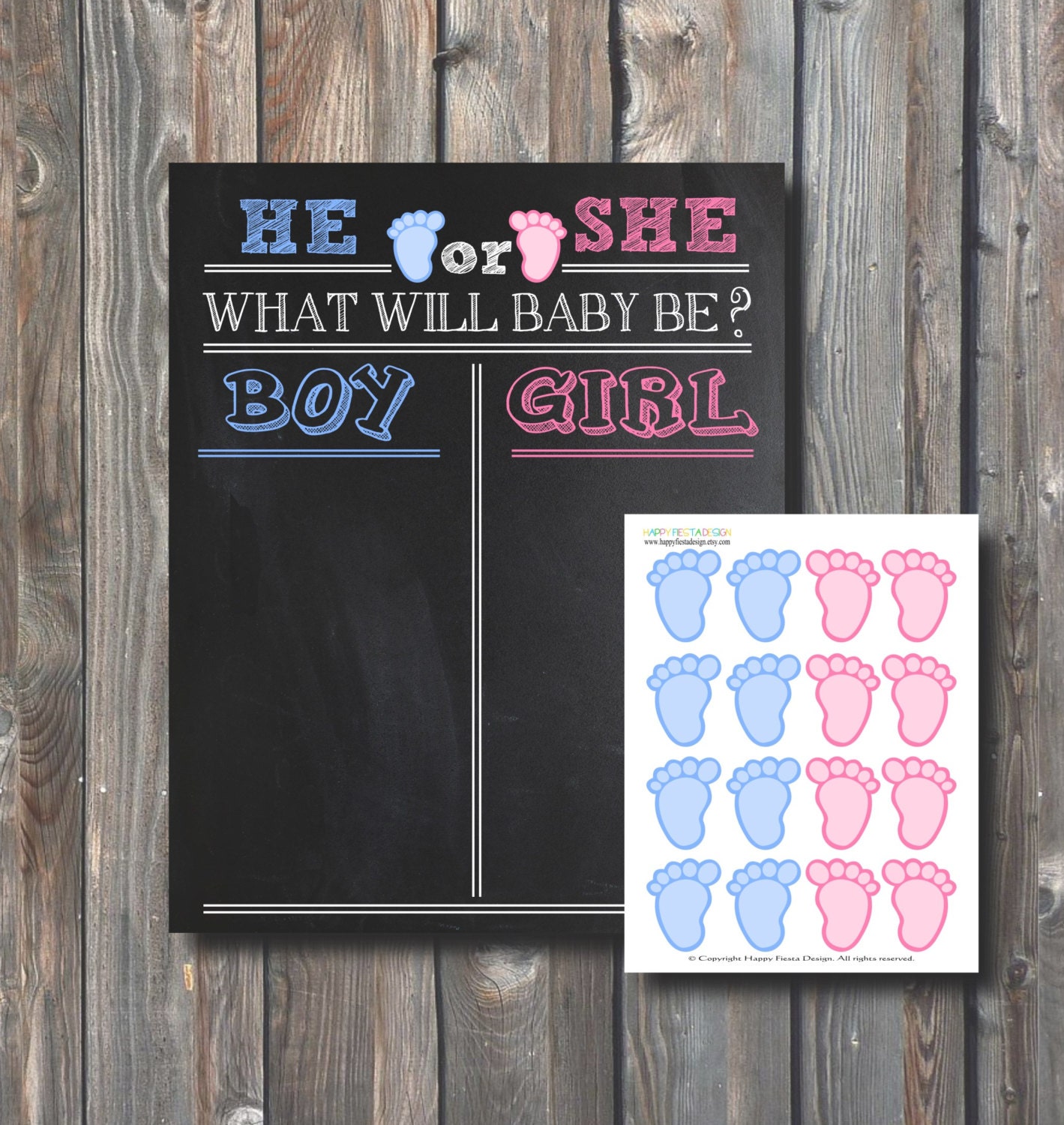 PRINTABLE Baby Gender Voting Chalkboard by HappyFiestaDesign