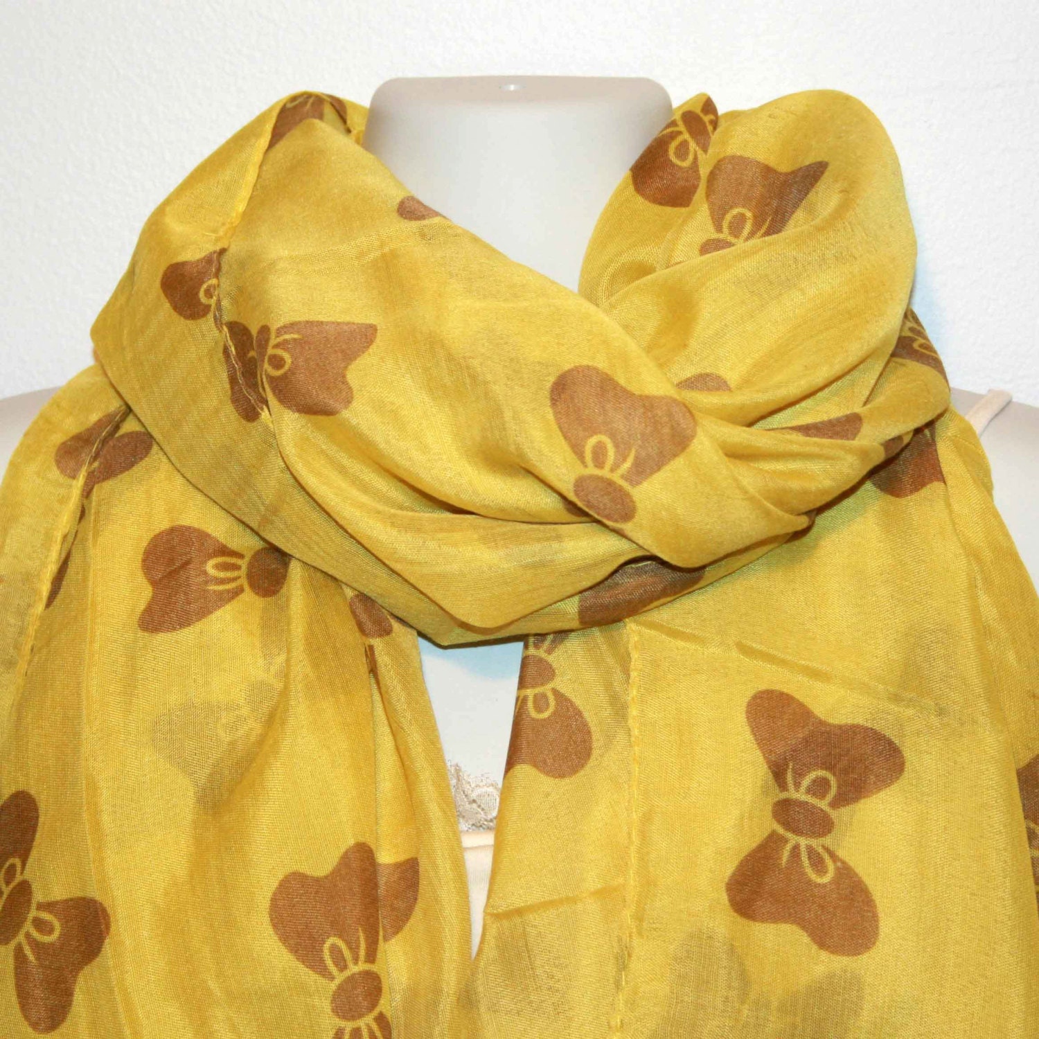 Womens Yellow Floral Printed Scarf