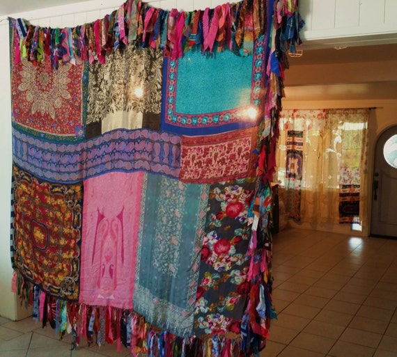 Boho Wall Curtain Bohemian Room Divider hippy vtg by HippieWild