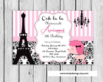 Paris Invitation Birthday, Pink Eiffel Paris Party Invitation, Paris Birthday, Girl Invitation Any ocassion Printable