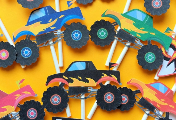 12 Monster truck cupcake toppers monster truck toppers