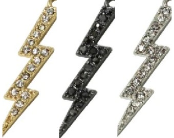 Pave Crystal Lightening Bolt Charm (3pcs)