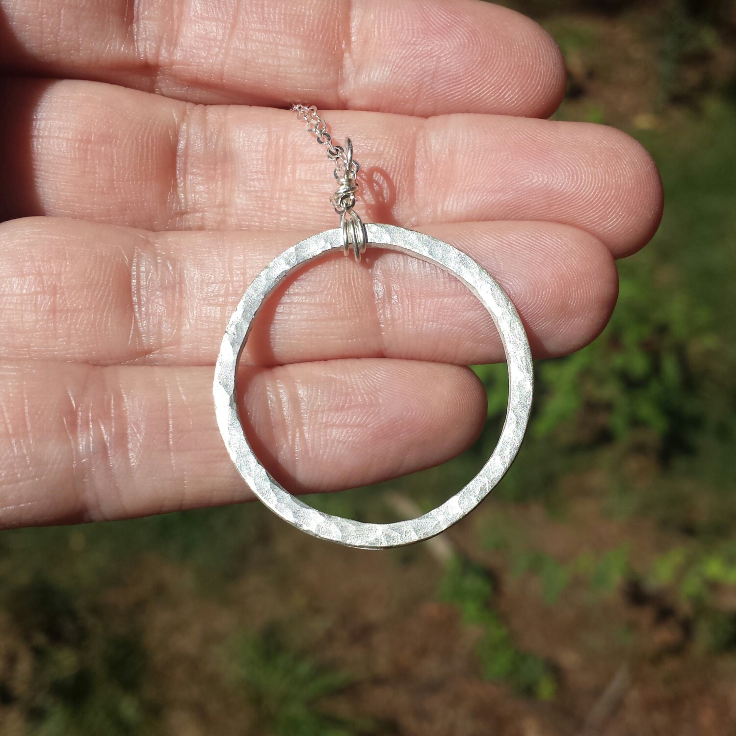 Large Circle Necklace Silver Circle Necklace Infinity