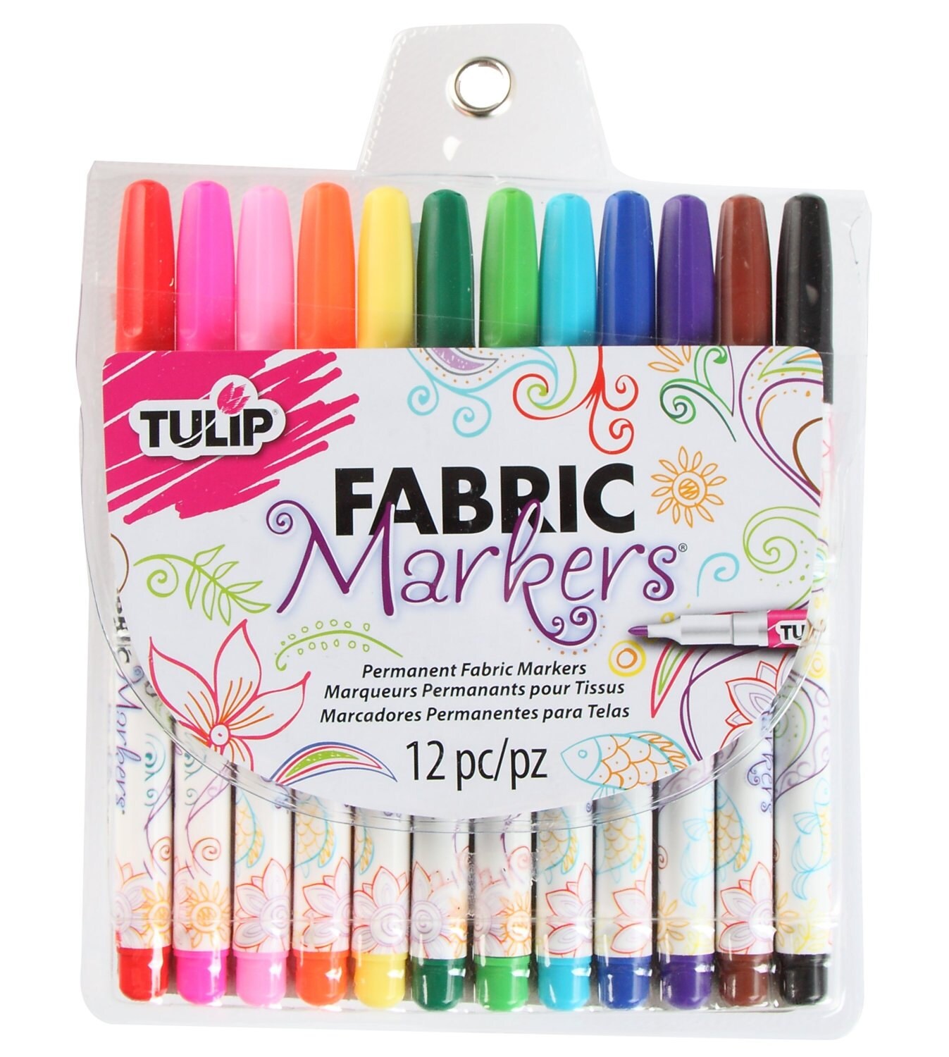12 Fabric Markers Tulip Fine Tip 12 Colored Fabric Paint