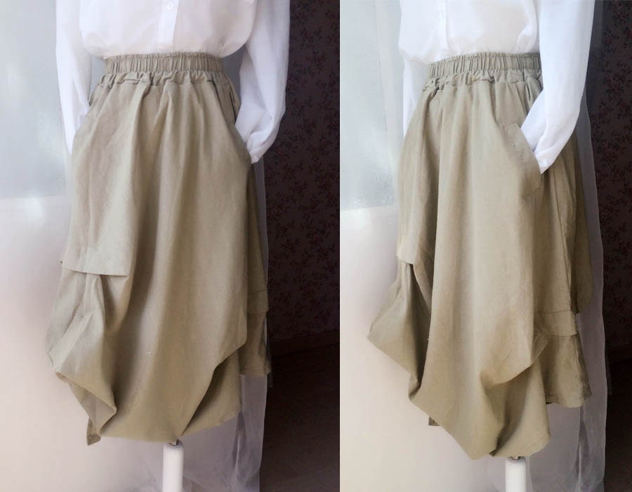 Women Summer Skirt. Beige Linen Skirt. Unique Long Skirt. kaftan Skirt ...