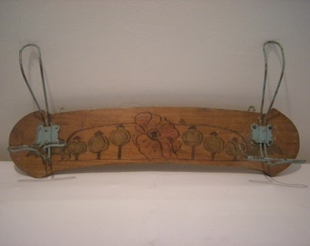 Antique French Wood Portmanteau. Coat and Hat Rack. Vintage French Portmanteau. Shabby Chic Coat Rack Portmanteau. French Country Decor.