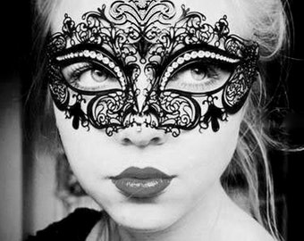 New Masquerade Mask, Metal Filigree Crown,Laser Cut Masquerade Ball Mask, Detailed with Clear Swarovski Rhinestones,Masquerade Mask 1