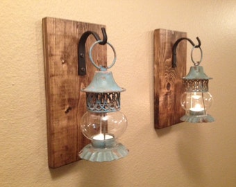 Rustic Wall Decor For Bathroom rustic turquoise lantern pair 2 wall decor rustic bathroom Rustic Wall Decor For Bathroom rustic turquoise lantern pair 2 wall decor rustic bathroom