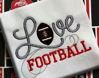 LOVE Series Football Applique Design Machine Embroidery Pattern INSTANT DOWNLOAD Digital File Ohio State Cleveland Browns Team Spirit Cheer