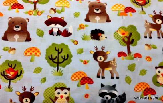 Baby Woodland Forest Animals Fox Owl Fabric By the by kbabFabrics